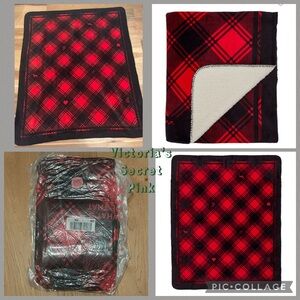Victoria's Secret Pink Plaid LIMITED EDITION Holiday Blanket